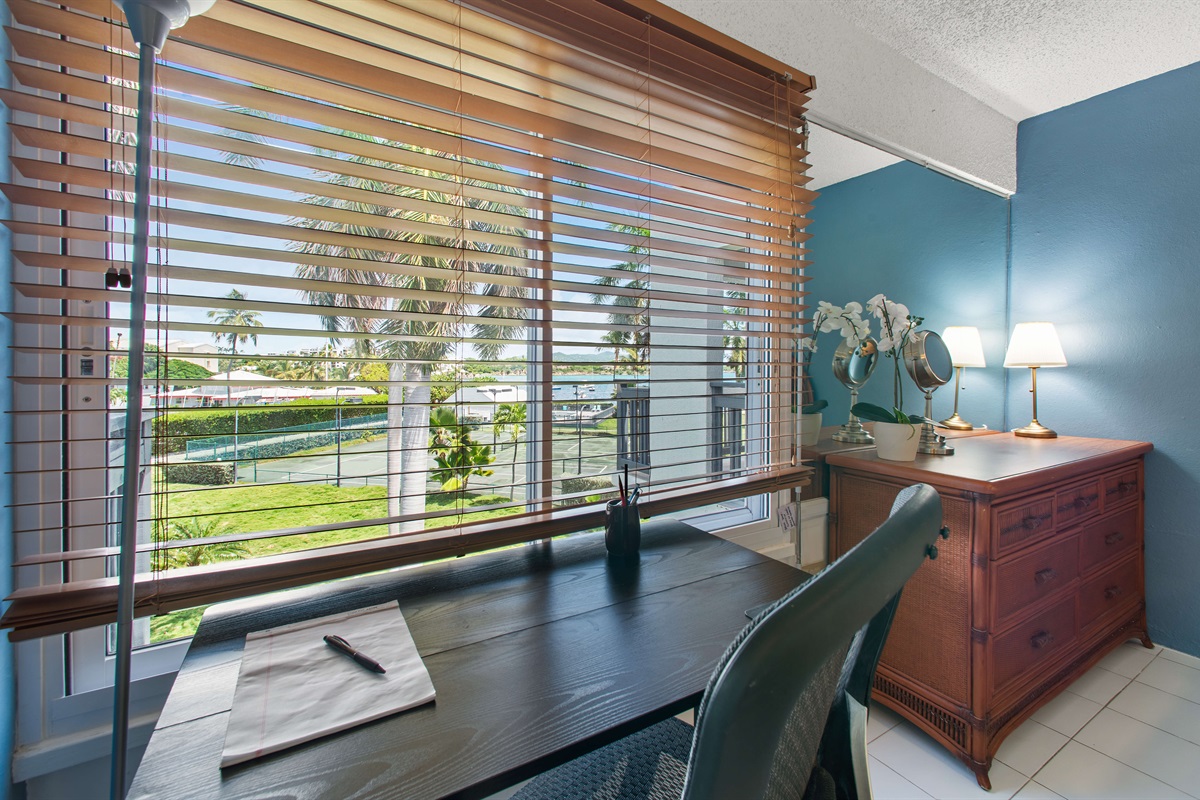 Nice work space and desk overlooking the property