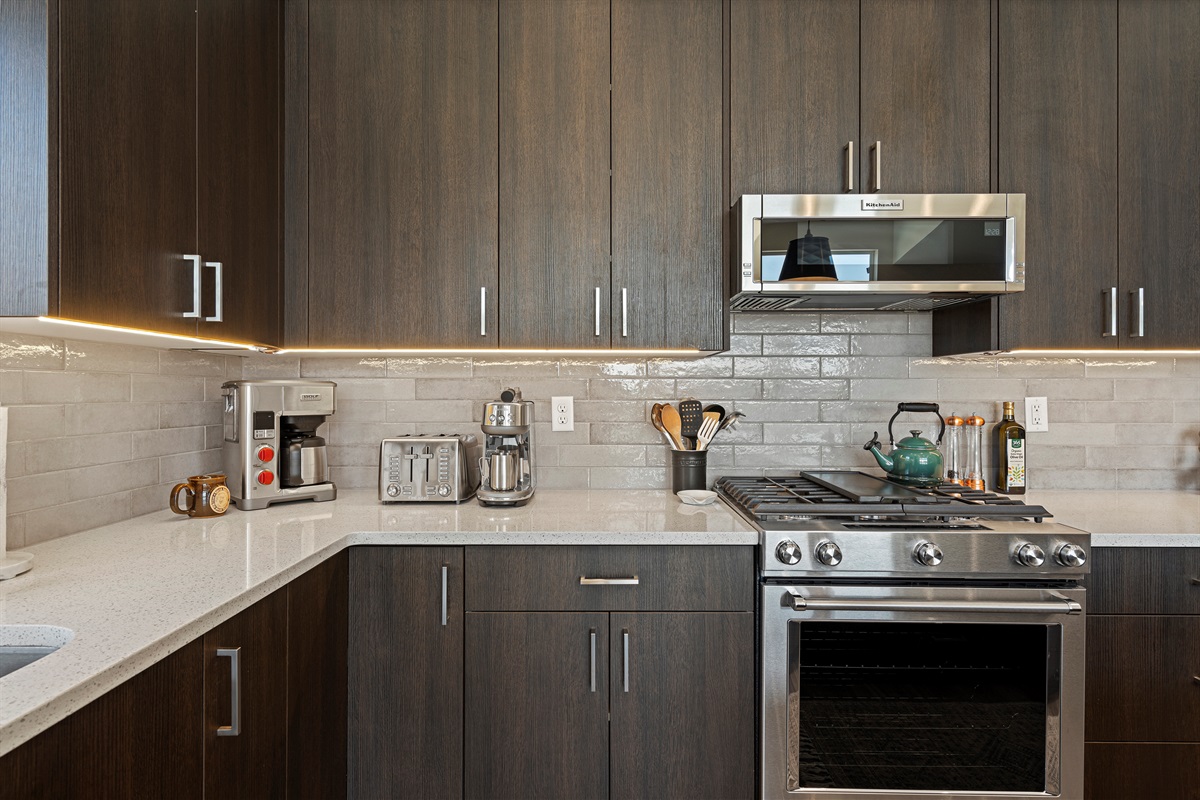 Sleek, modern kitchen with ample counter space and stylish cabinetry.