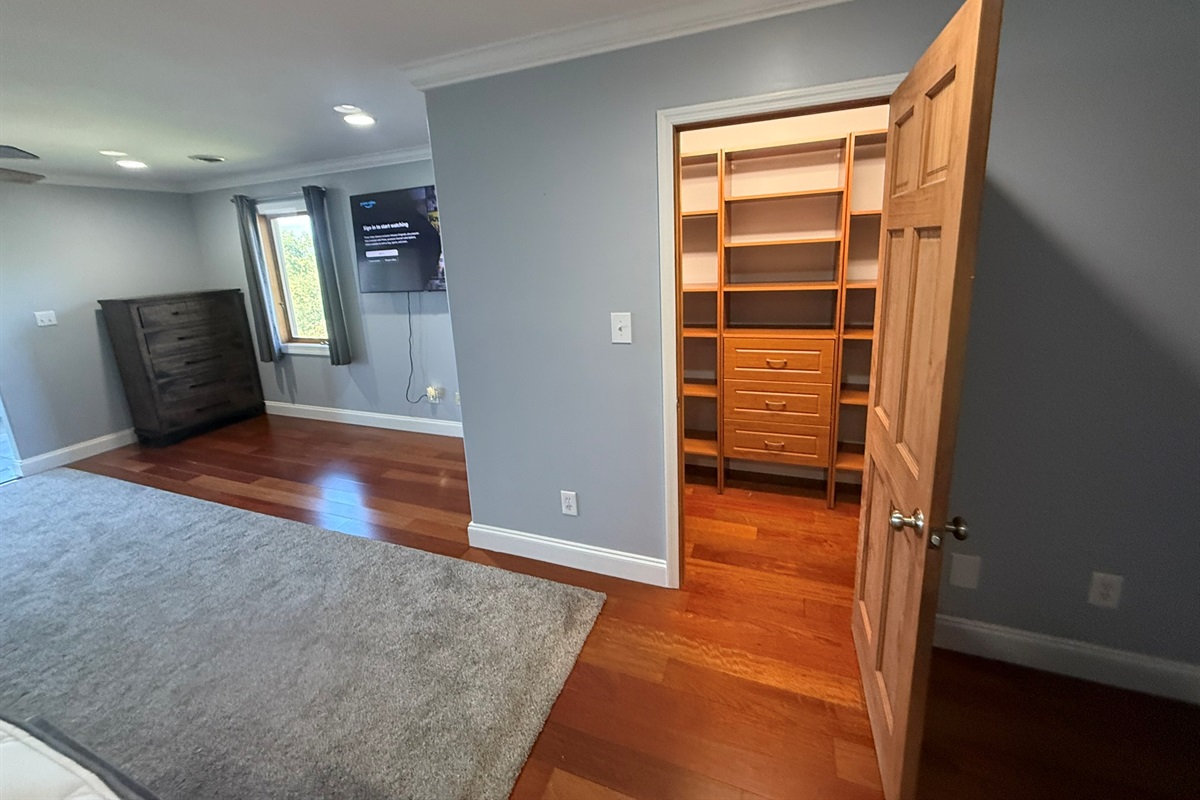 Large closet and TV in Bedroom 2