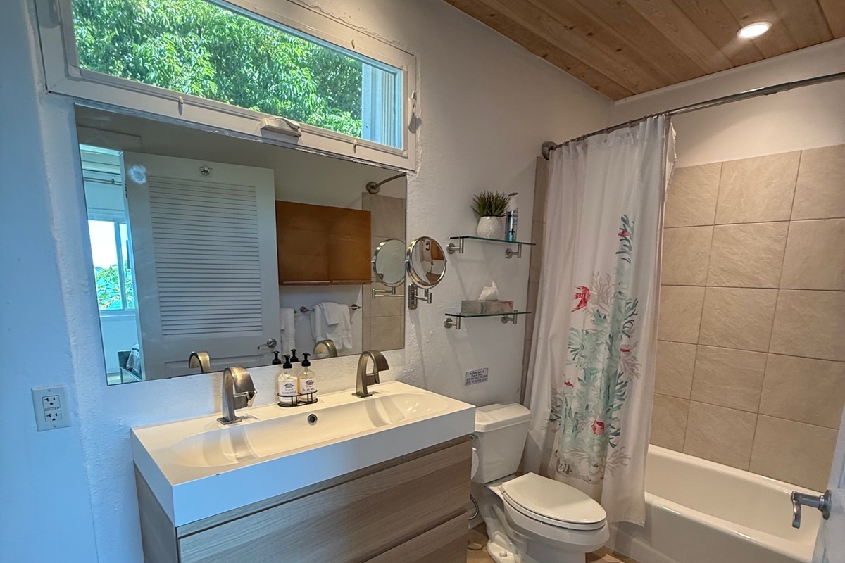 The ensuite bathroom for the primary bedroom