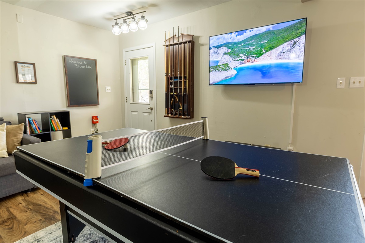 Ping pong, pool and a big screen TV. The ultimate hangout room for the whole group