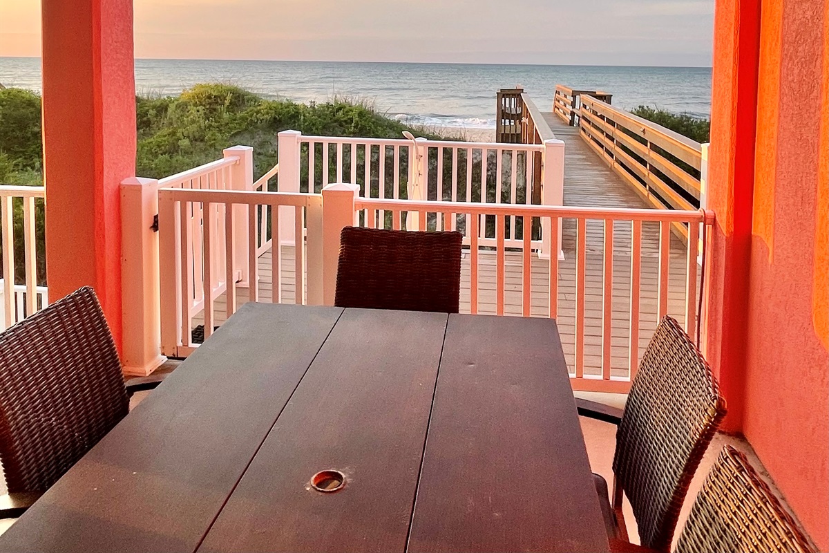 New oceanfront deck with gate to keep the kids and dogs safe