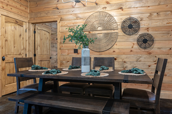 Stylish dining space with seating for six