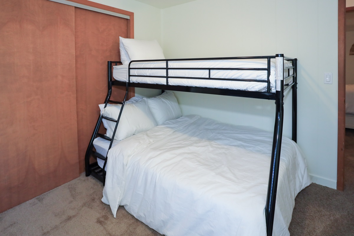 Plenty of closet space here to hang your belongings.