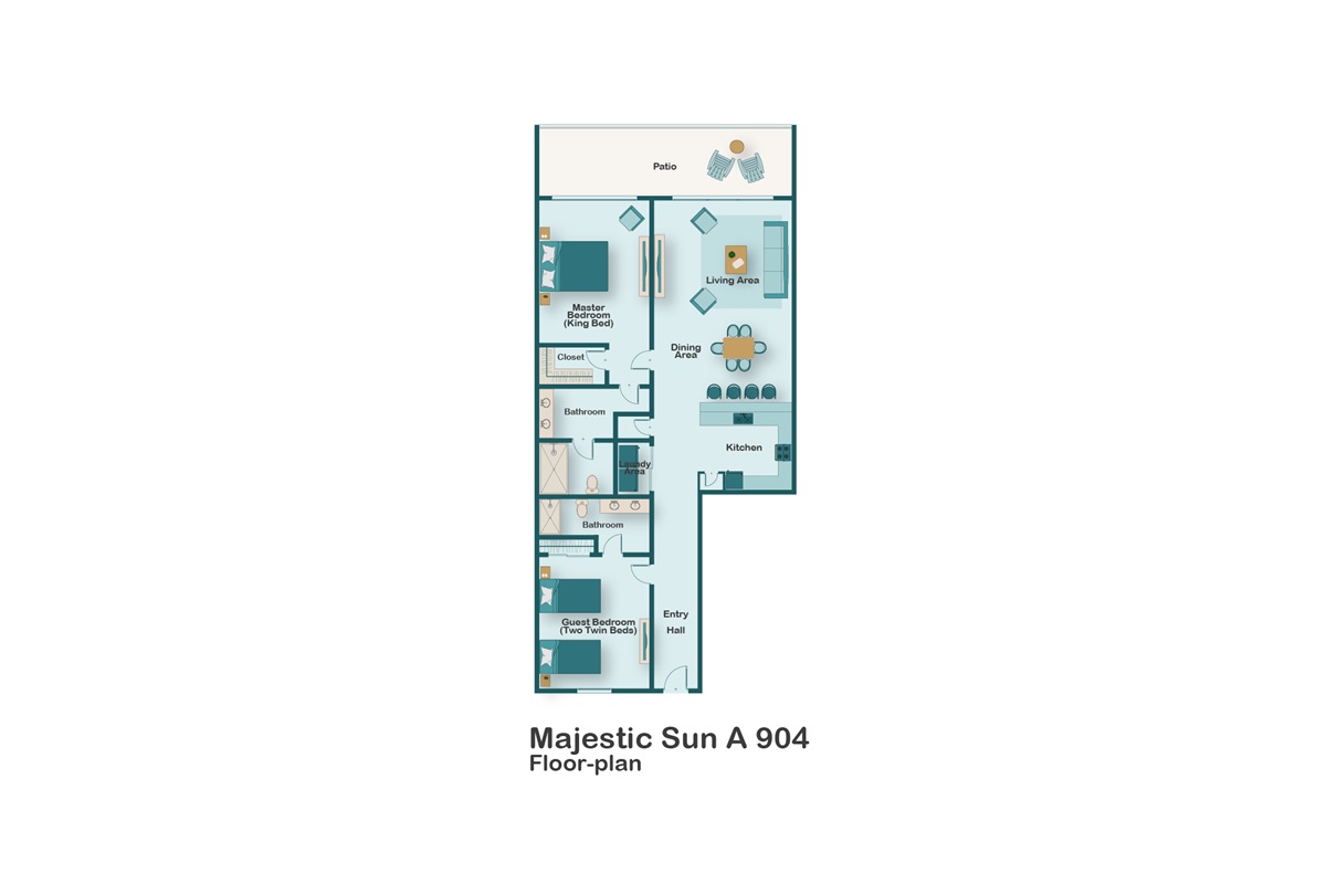 This 9th Floor 2BR/2BA at Majestic Sun is updated with new paint, furniture, and features Huge Gulf views!