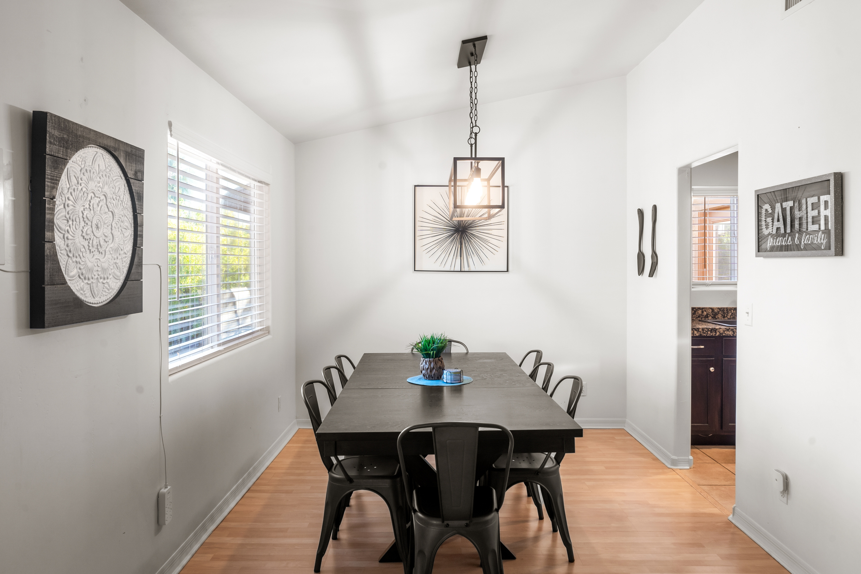 Dining table comfortably seats 8