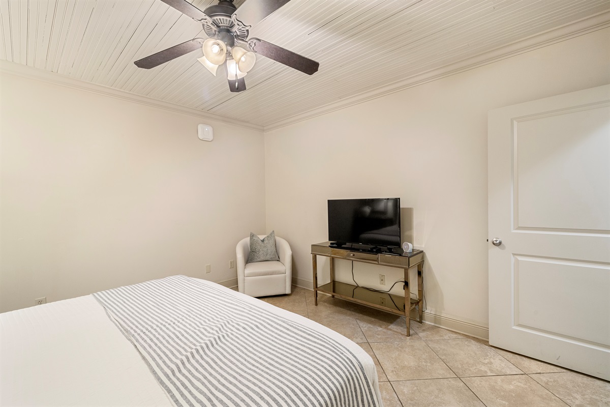 Enjoy restful nights with stylish decor and entertainment at your fingertips