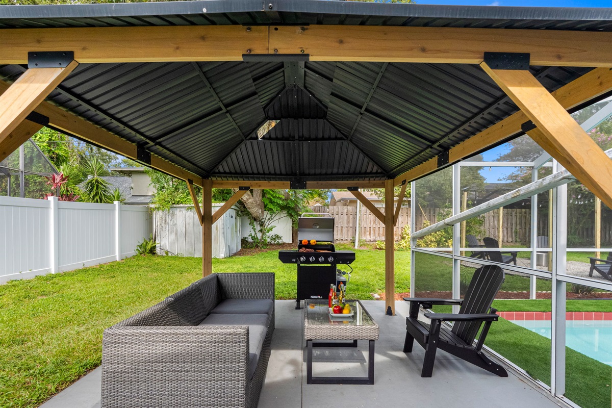 This beautifully designed space feels like an extension of the home—perfect for alfresco dining, morning coffee, or evening cocktails