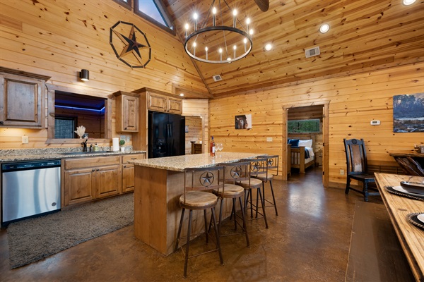 Bar Stools in the kitchen area for extra seating