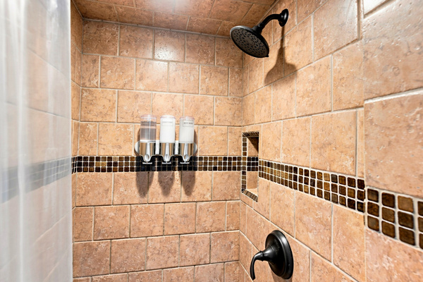 Shower supplied with shampoo, conditioner and body soap
