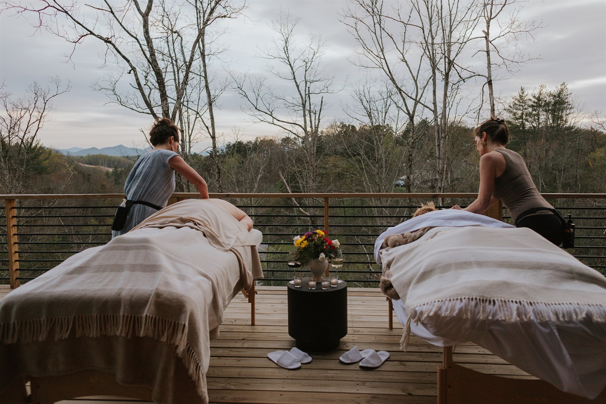{Spa Experience} A peaceful massage surrounded by trees—book AVL Wellness Tours and mention Everwild Retreats for 10% off.