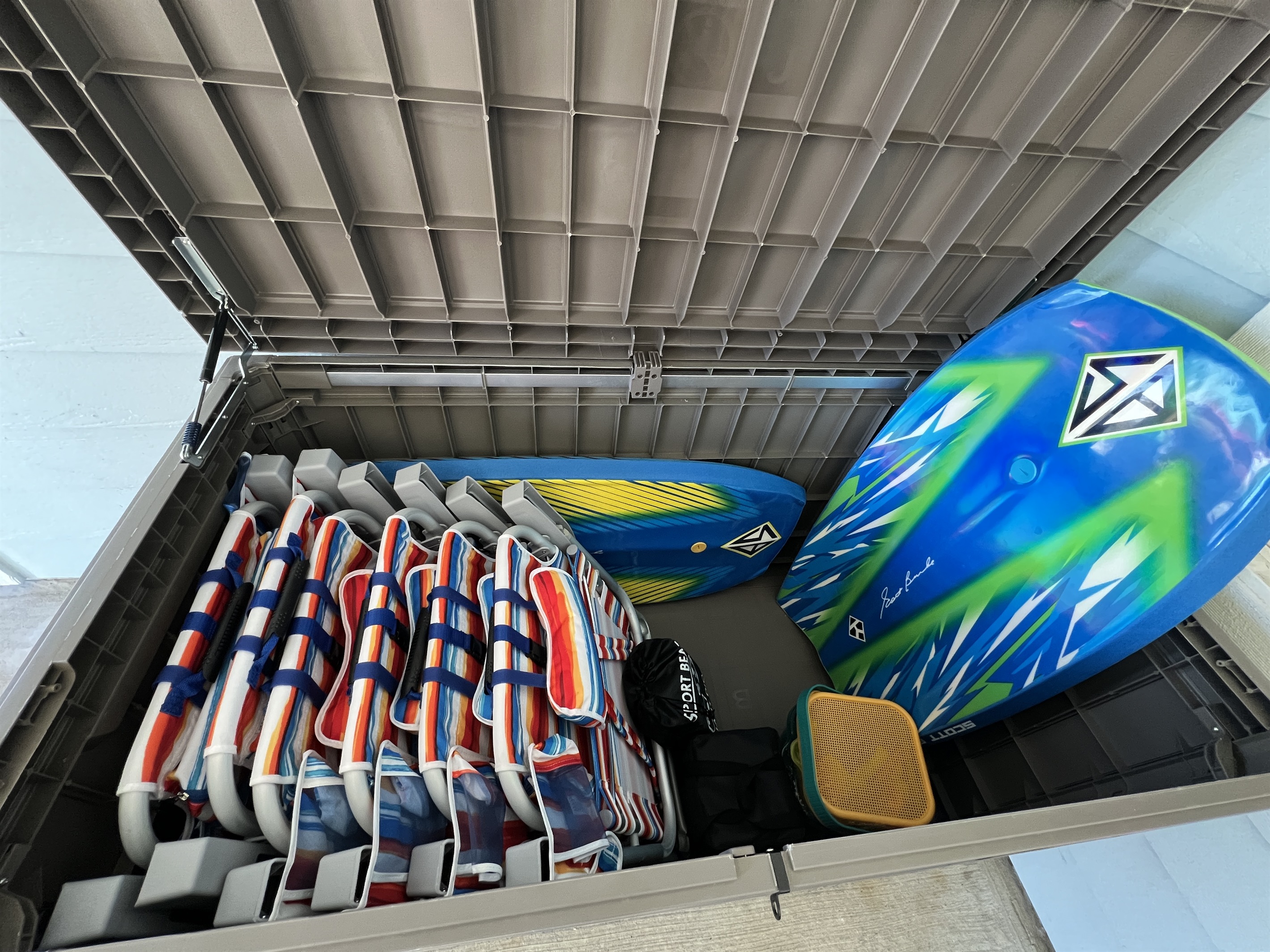 Beach chairs, boogie boards, and sand toys are only a few of the beach essentials provided during your stay