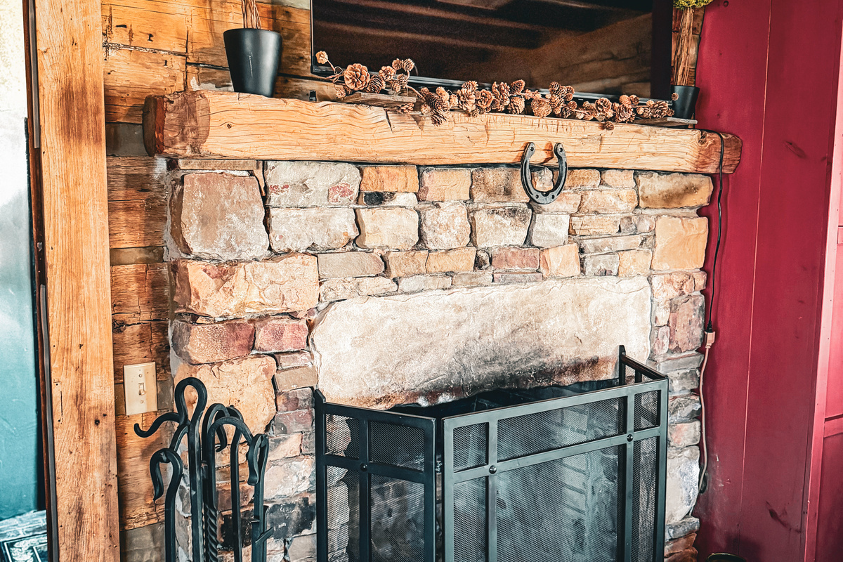 The wood-burning fireplace helps for cozy nights.