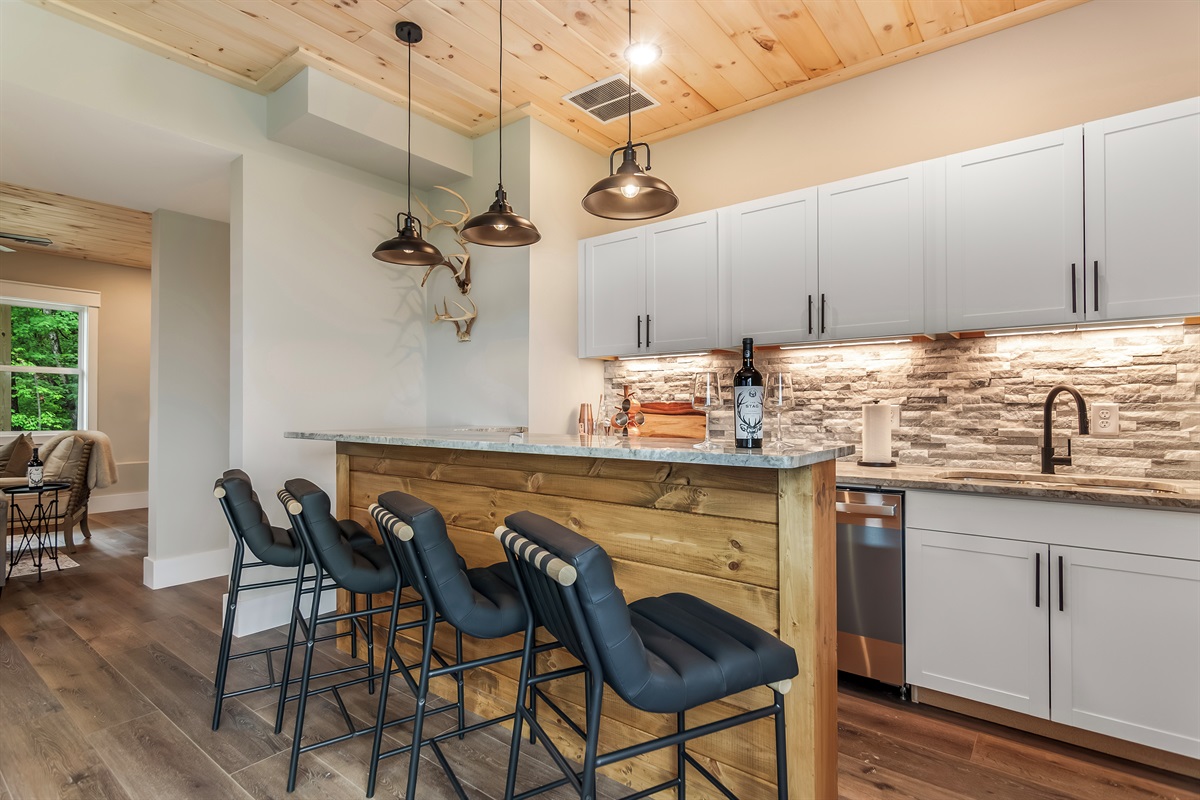 Bar area in the basement kitchen 