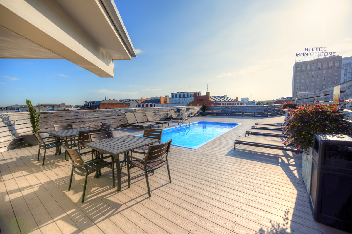 4th floor pool and deck area. Pool is Boutique-style (4 feet deep).
