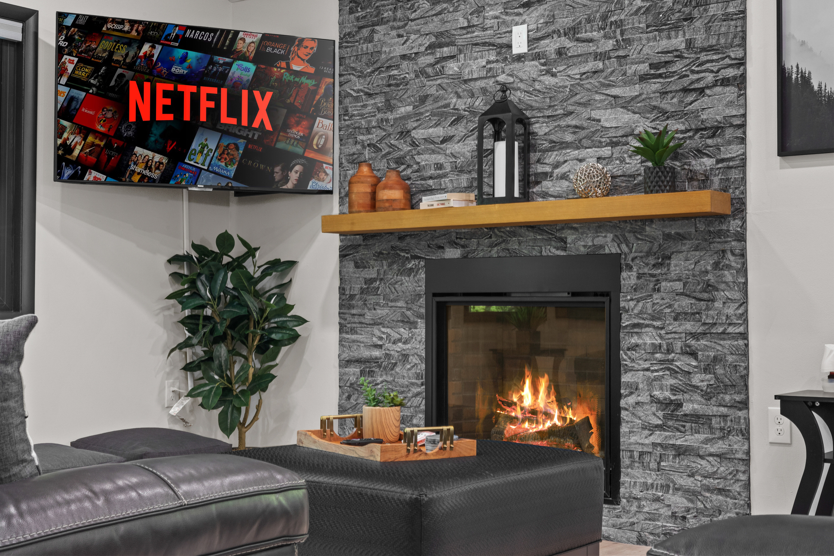 Ignite the warm, flickering flames instantly with the click of a button, letting you relax without dealing with logs or ash