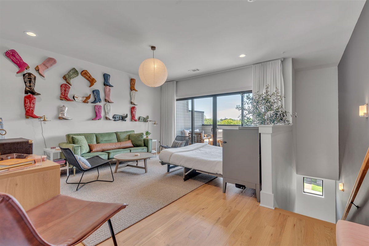 4th Floor Living with Murphy Chest Queen Bed