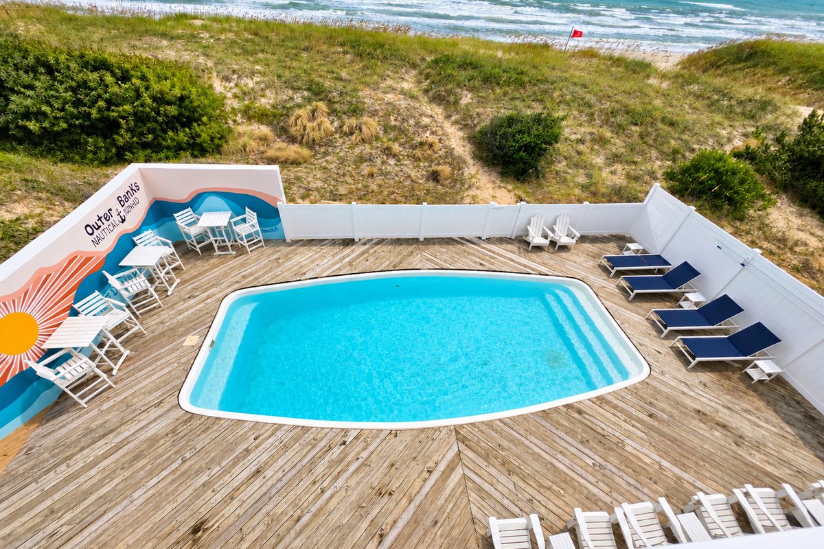 View of the pool from the third floor deck
