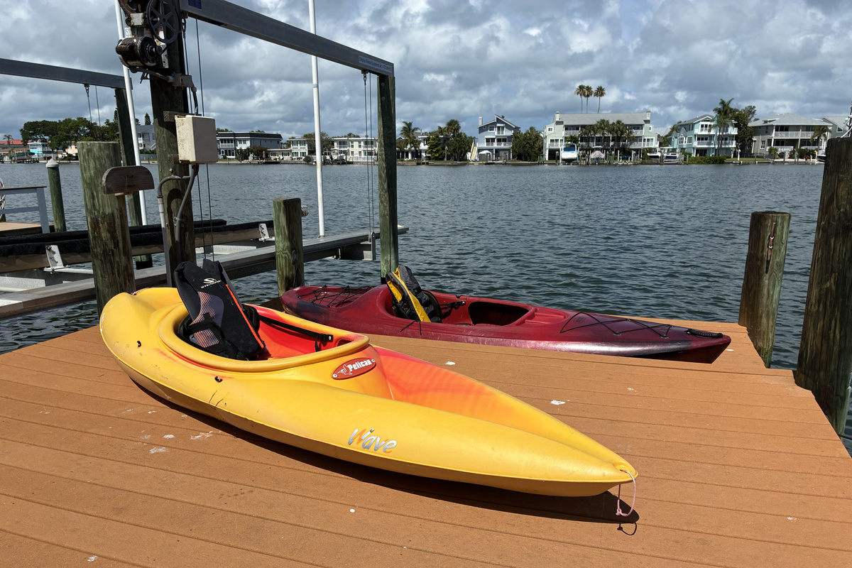 Two kayaks with a lower level dock launch are also included.