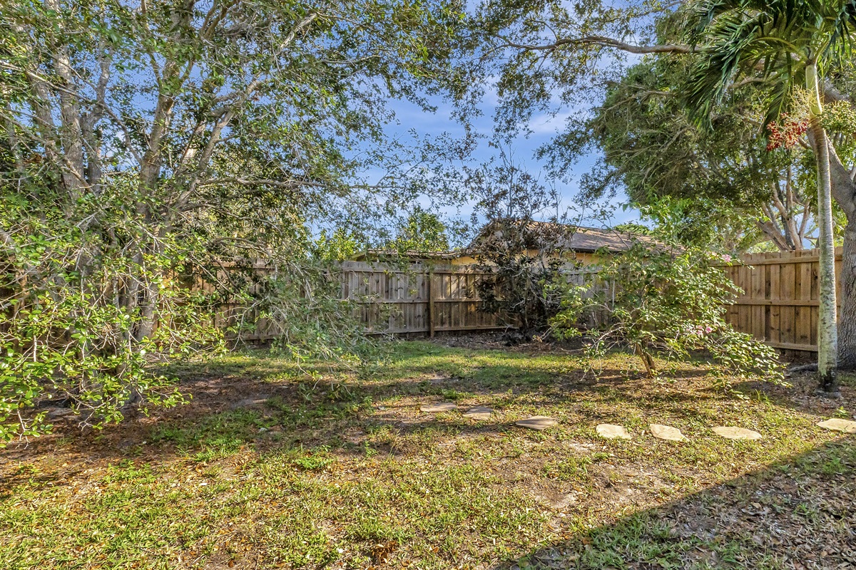The fenced yard is great for kids and pets