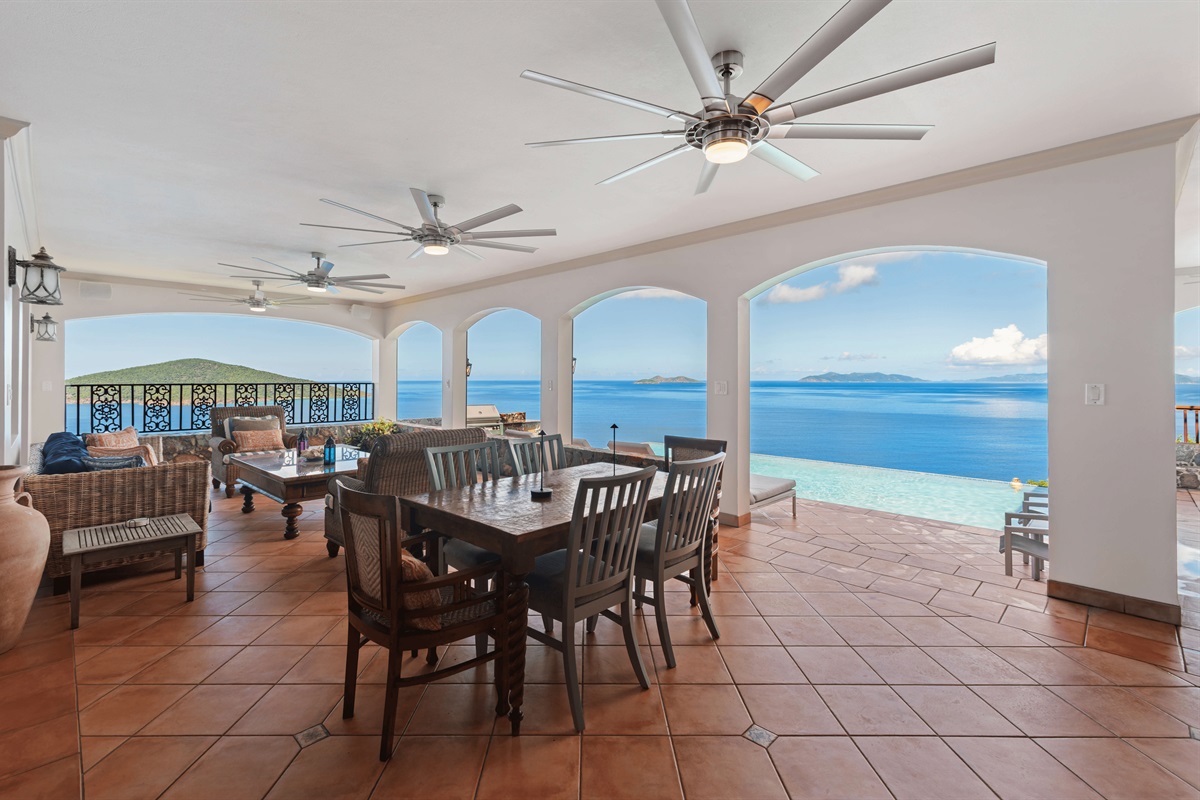 Head back downstairs and head out onto the pool deck.