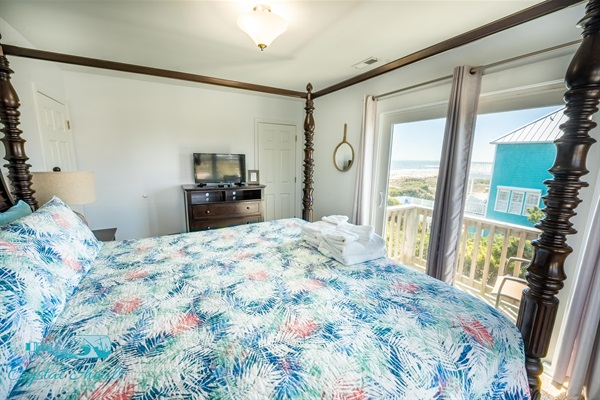 The upper-level king room offers its own private balcony