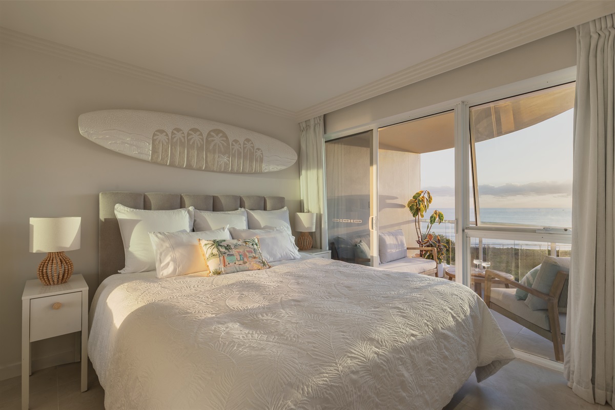 Wake up to ocean views from your bedroom and step straight out to your private balcony for sunrise moments.