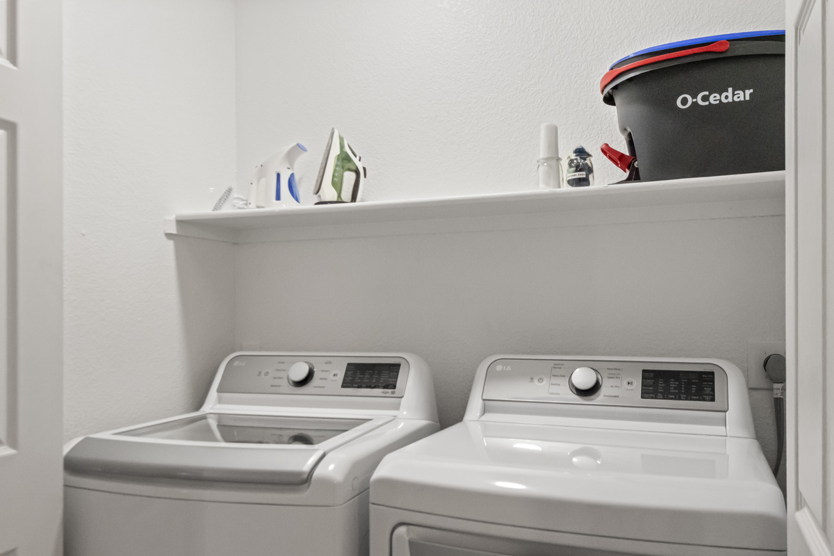 Convenient in-unit washer and dryer make it easy to keep clothes fresh during extended stays.