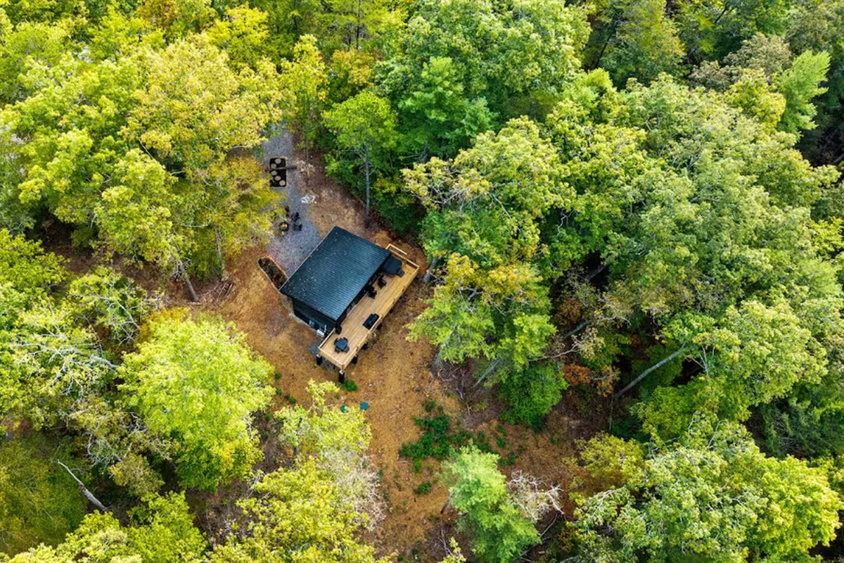 A view from above of this gorgeous wooded setting
