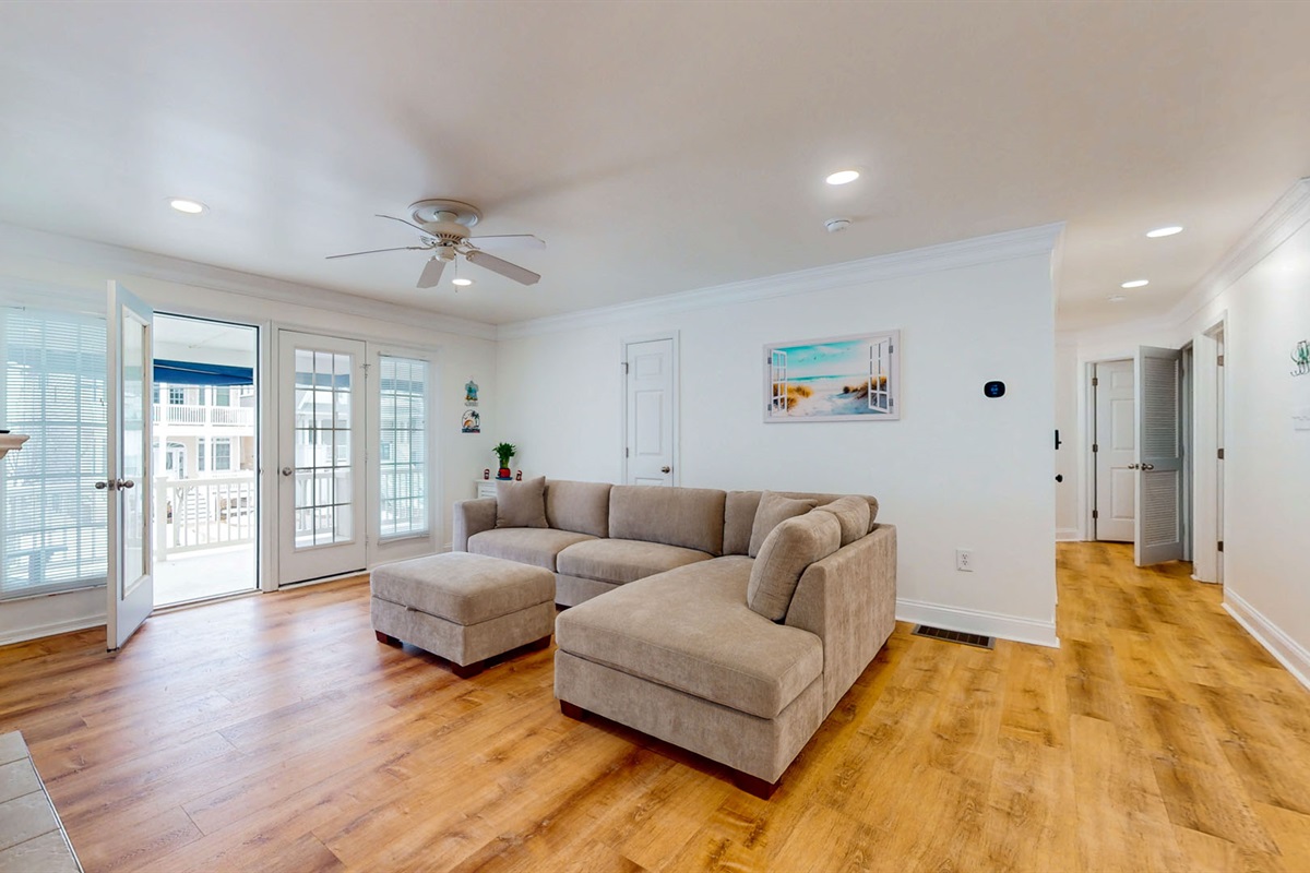Living room area with ambient lighting