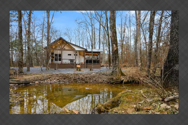 Cabin views overlooking the tranquil pond