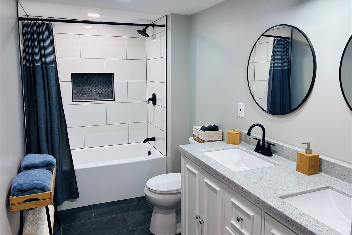 Basement bathroom with tub/shower combo
