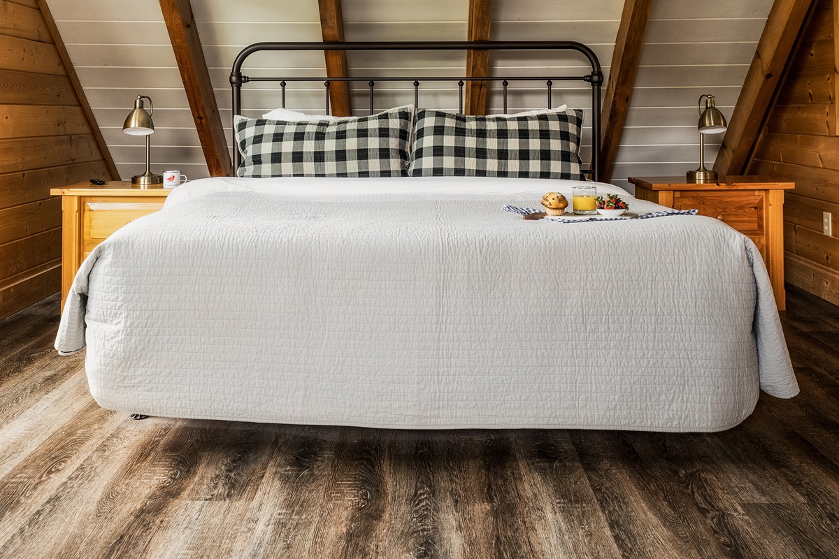 On the upper level is our primary bedroom with another king bed