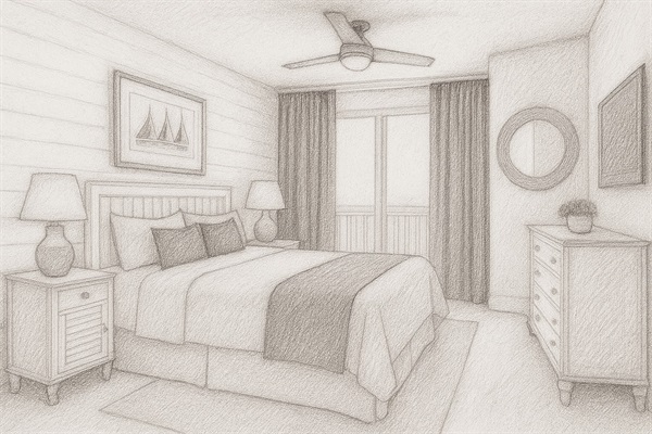 Primary King Suite with Balcony access & En Suite Bathroom