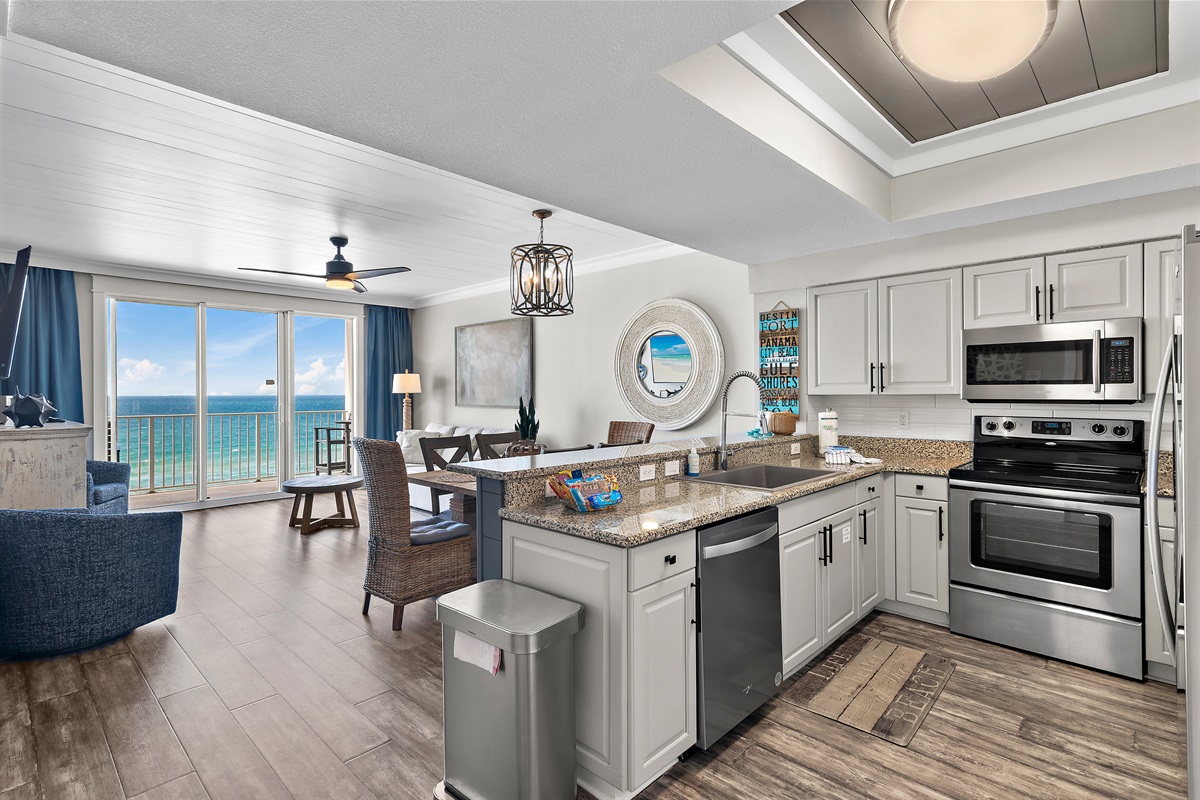 This 2BR/2BA condo has an open floorplan with tall ceiling, Gulf views from many angles, and has been completely remodeled!