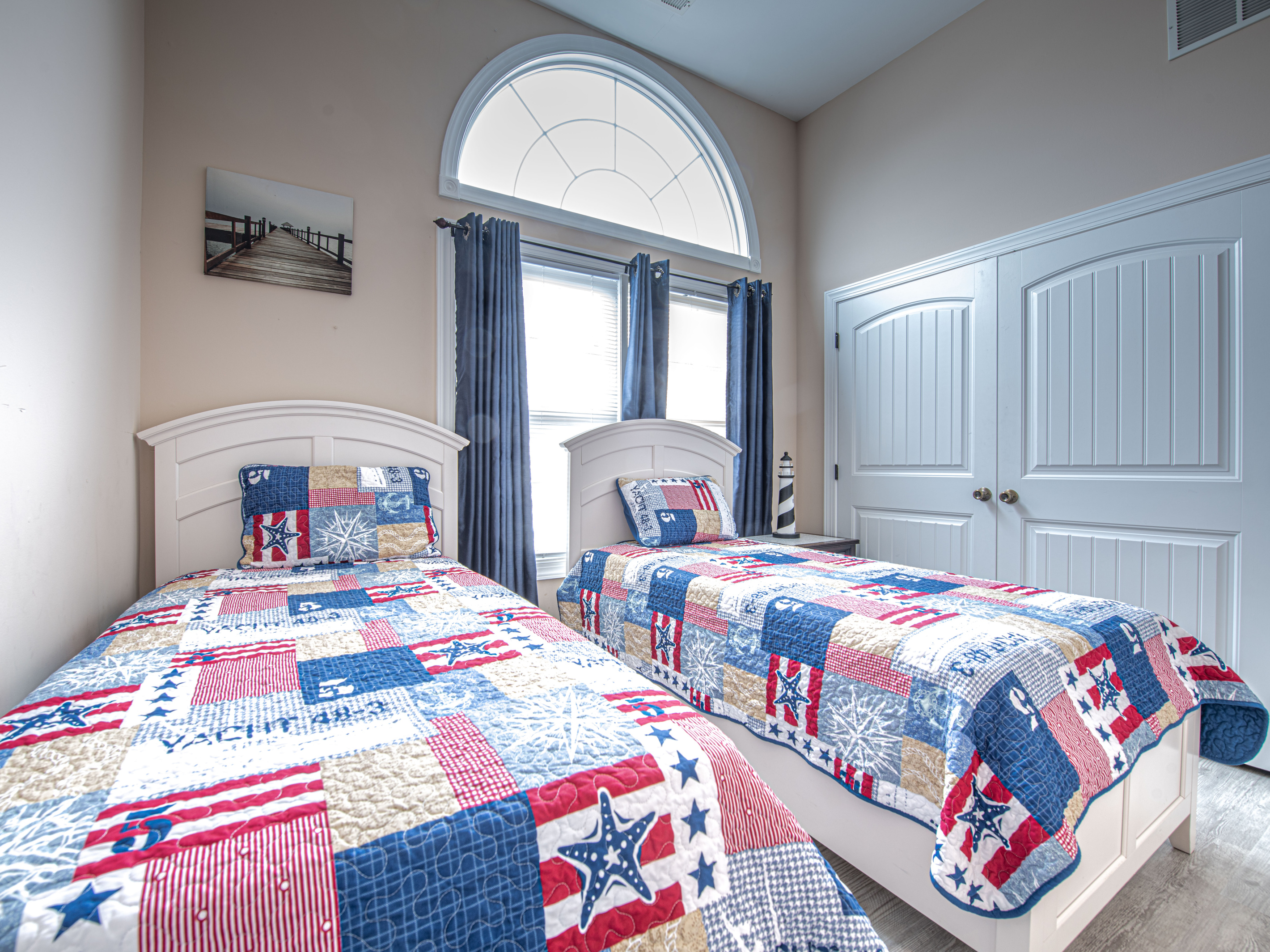 Twin Bedroom with Nautical Bedding