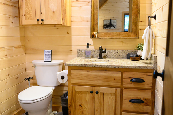 Bathroom with ample storage.