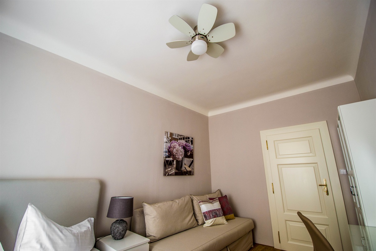 The fan on the ceiling will help you to feel fresh during hot summer days, it's installed in every bedroom