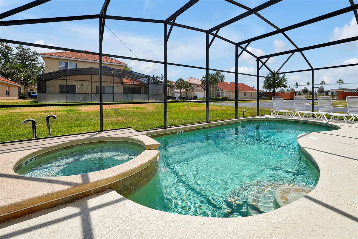 Retreat to your secluded pool deck for a refreshing morning dip, or soak under the stars in your private, bubbling hot tub 