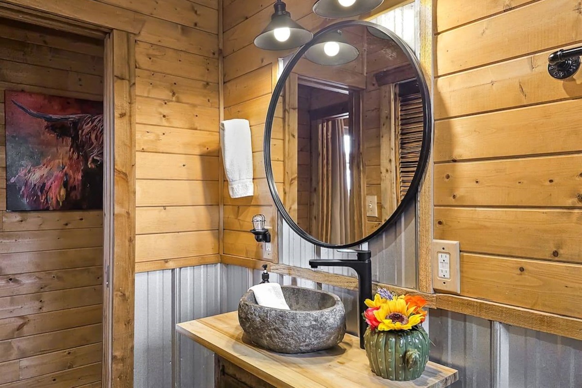 Start your day right at this charming vanity, where Texas charm meets practicality.