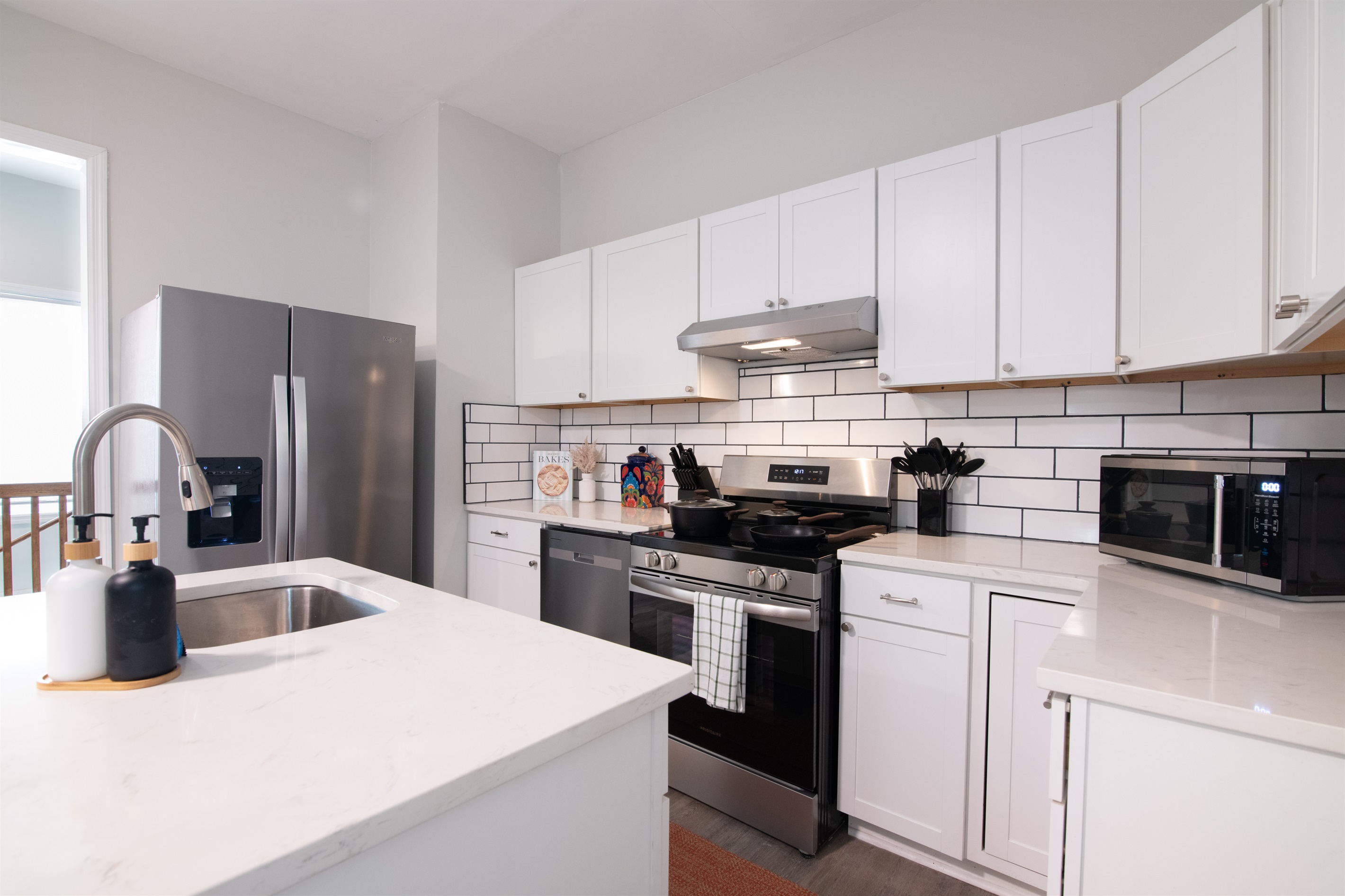 A bright, modern kitchen fully equipped for everyday cooking.