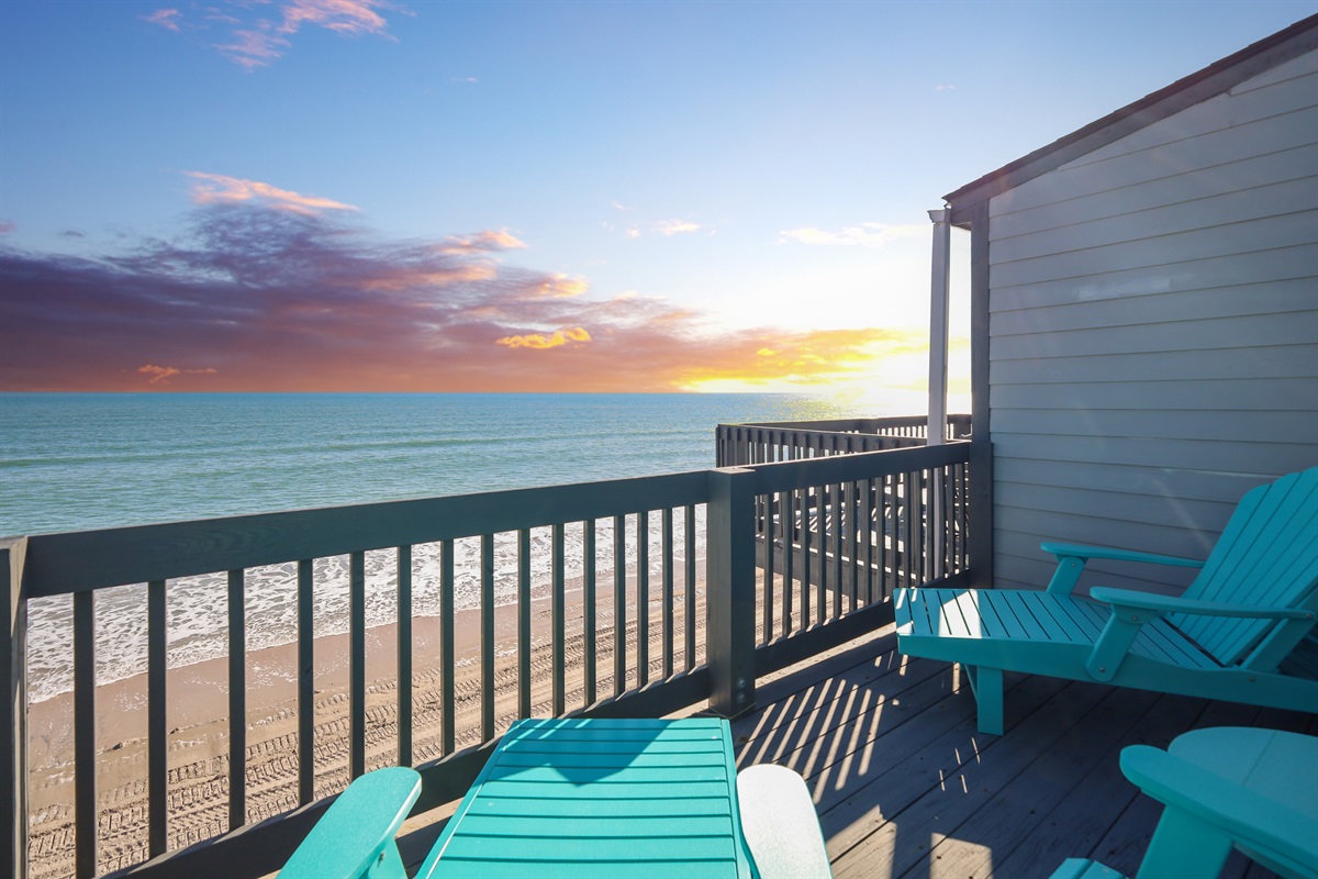 Top floor master balcony with front-row ocean sunrise views