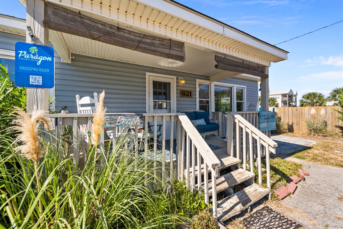Cozy porch vibes at Safe Haven Cottage!