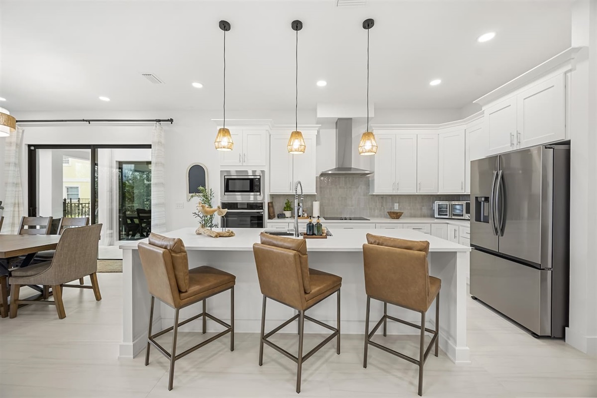 Kitchen island with seating for 3, perfect for casual meals or conversation while you cook.