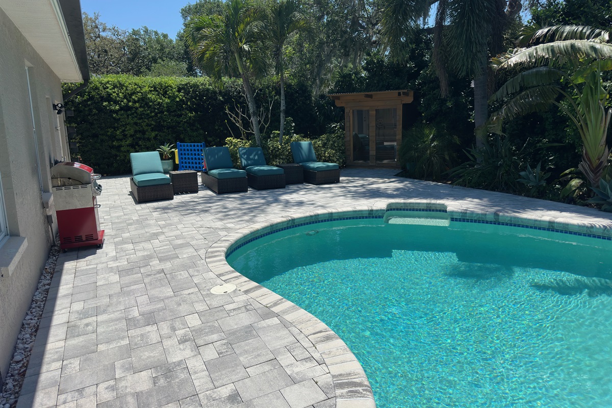 Sparkling pool set for carefree days in the sun.