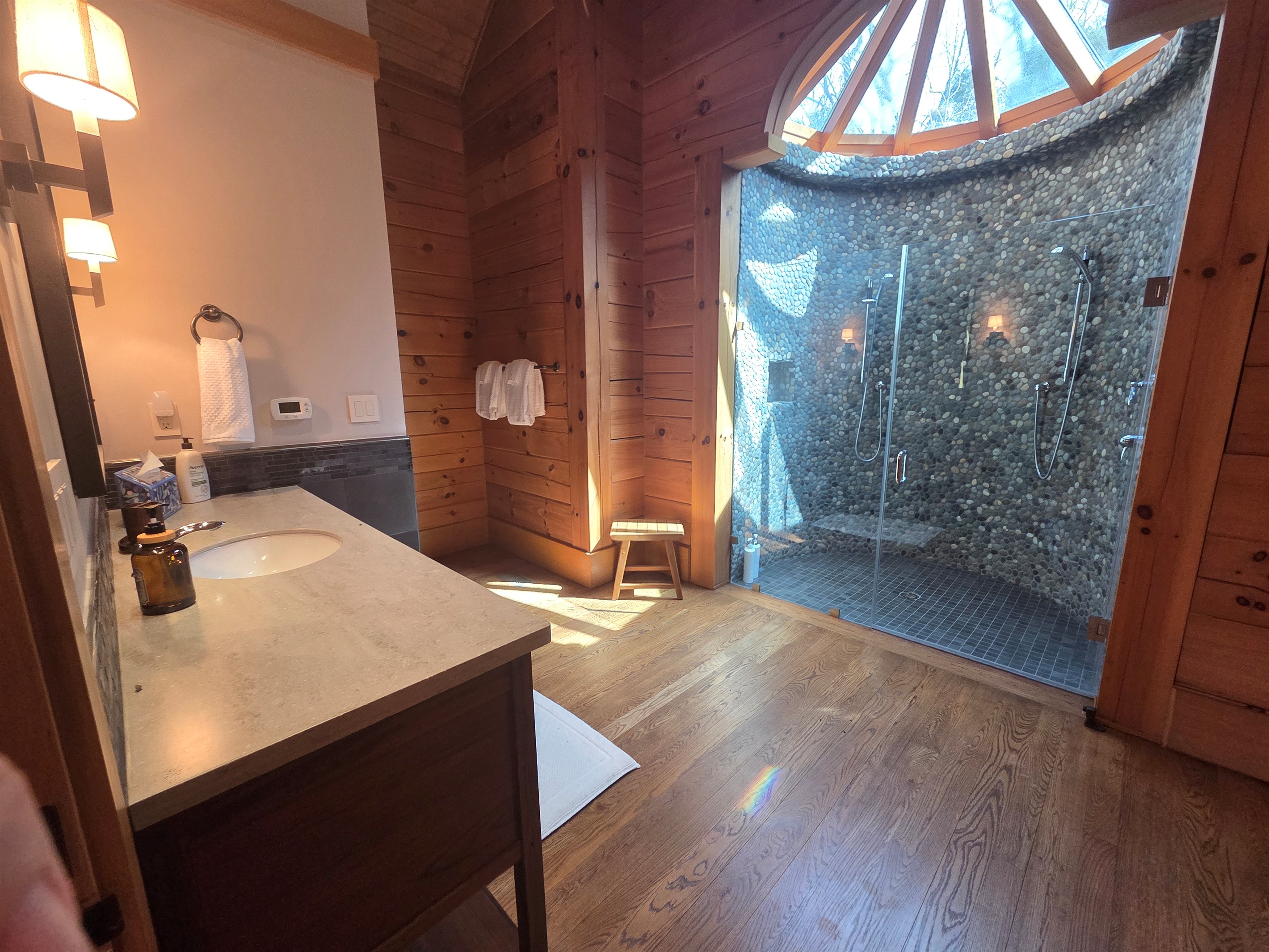 Enjoy a spa-like experience with a large walk-in shower located in the third bedroom’s bathroom.
