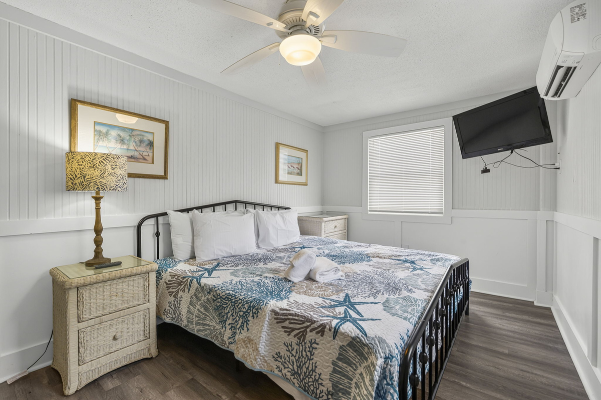 King Bed in Primary Bedroom of Unit 1