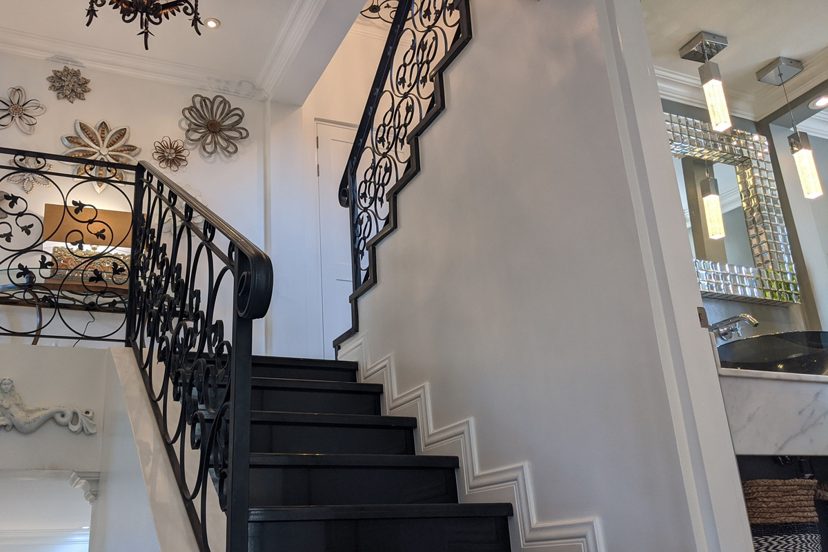 Granite Stairs and wrought Iron