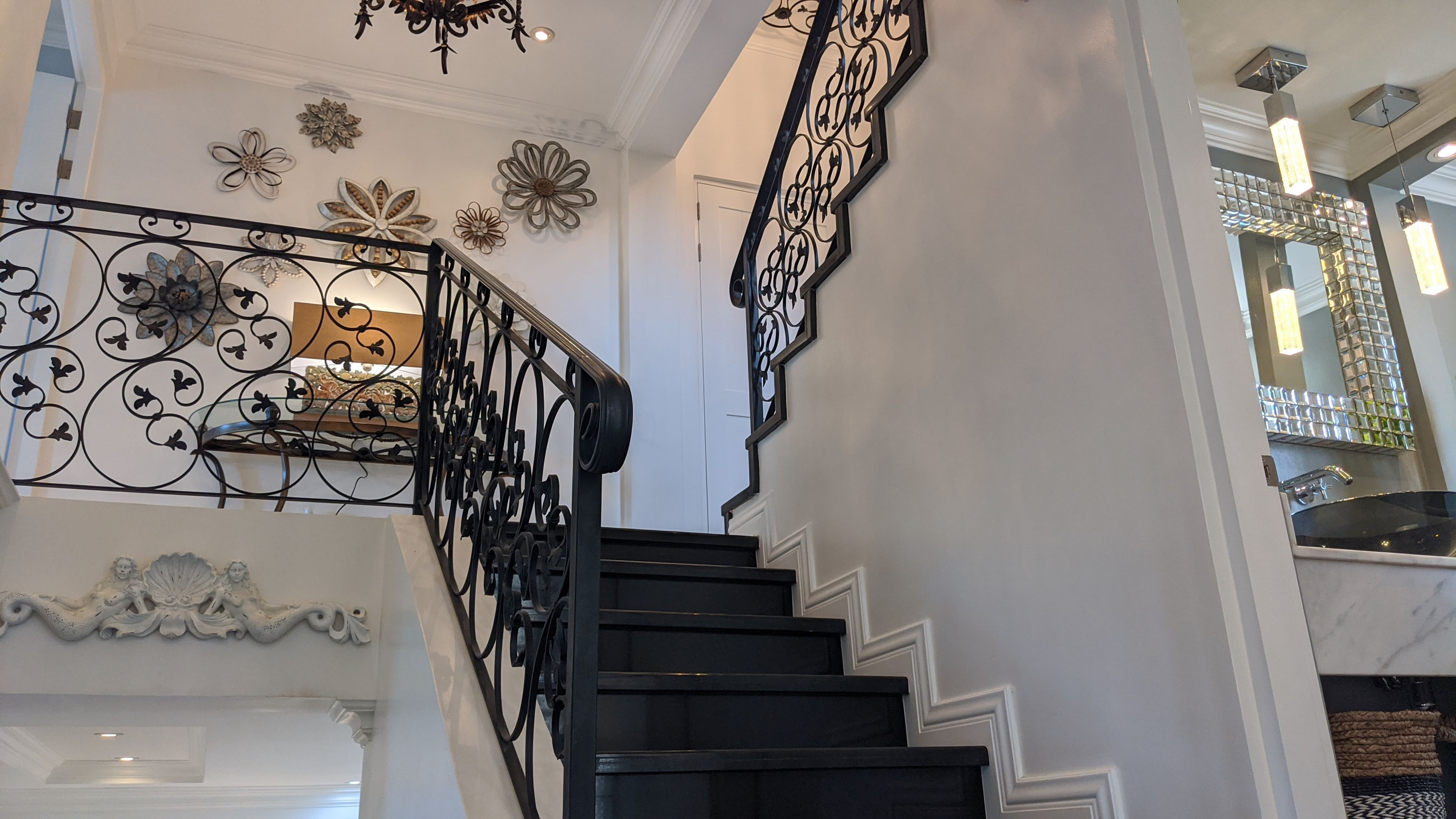 Granite Stairs and wrought Iron