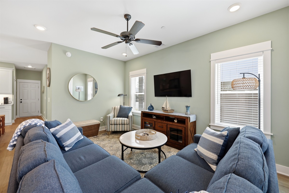 Open-concept living room and dining space